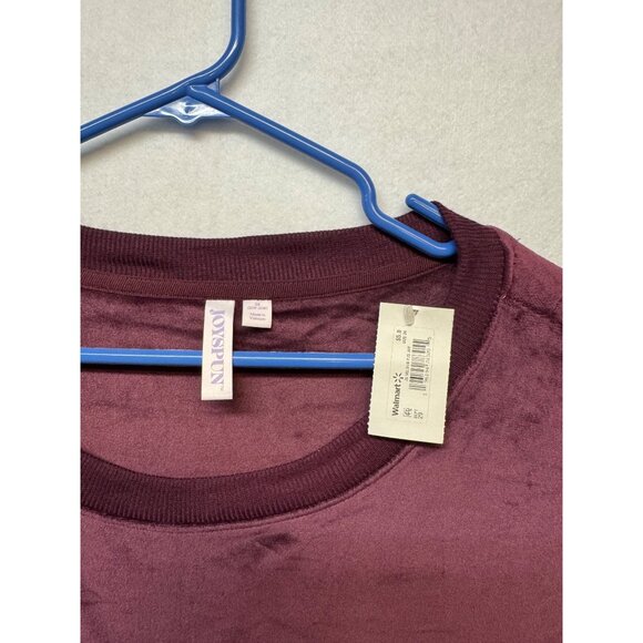 Joyspun Womens Velour Pullover Sweatshirt Burgundy Gold Joy Embroidery 2X/3X - Picture 3 of 12
